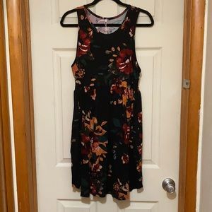 Black Floral Dress with Pockets, Size L